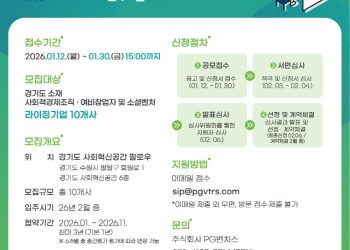 2026 경기도 사회혁신공간 창업육성 프로그램 참여기업 3차모집